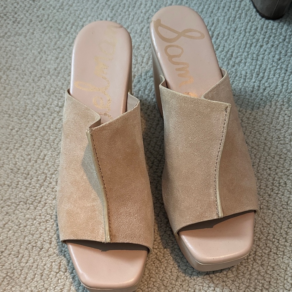 Sam Edelman Beige Suede Mules